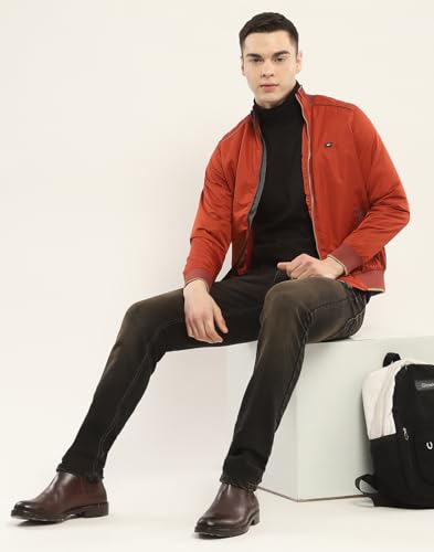 Monte Carlo Mens Solid Rust Mock Neck Full Sleeve Jacket (223056103-3-42)