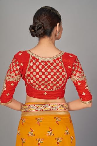 Monjolika Fashion Women's Traditional Zari Woven Banarasi Tissue Silk Saree Comes With Unstitched Blouse Piece (Amber)