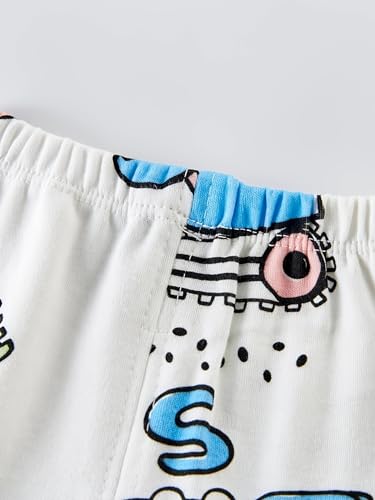 Bold N Elegant Full Sleeve Cartoon Print Cotton T-Shirt & Pajama Pajama Clothing Set for Infant Toddler Baby Boy Girl Kids (0-6 Months, White)