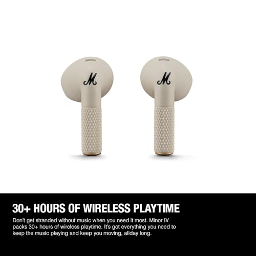 Marshall Minor Iv Wireless in Ear Earbuds with 30+ Hours of Playtime, Water-Resistant, Wireless Charging- Cream