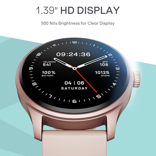 boAt Lunar Discovery Neo, 1.39" (3.5 cm) Round HD Display, Premium Metallic Finish, Animated Watchfaces, 100+ Sports Mode, Bluetooth Calling, Smart Watch for Men & Women (Cherry Blossom)