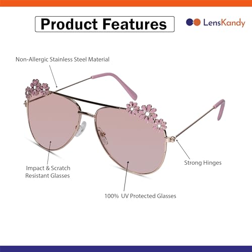 LensKandy Kids Sunglasses | Stylish Pilot Shape Sunglass for Girls | 100% UV Protected glasses | 03