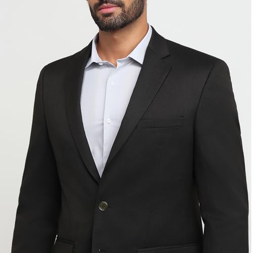 Raymond Men Contemporary Fit Solid Pattern Poly Viscose Blend Notch Lapel Full Sleeve Formal Suit Brown