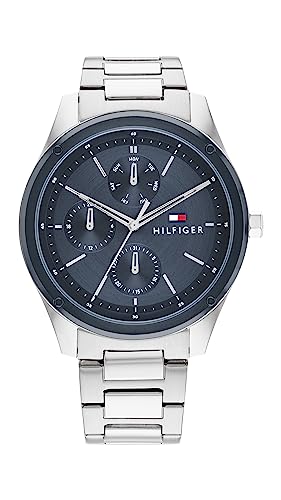 Tommy Hillfiger Tyler Quartz Multifunction Blue Dial Silver Stainless Steel Strap Watch for Men