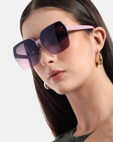 Carlton London Peach Toned with Brown Polarised Lens Oversized Sunglass for women