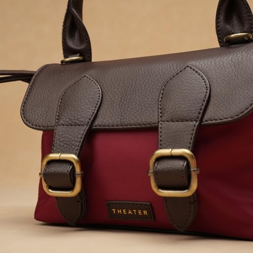 Theater Explorer Tweed Maroon Crossbody Duffle Bag for Women | Structured Elegant Shoulder Bag |with Adjustable & Detachable Strap | Everyday Handbag for Casual & Work Use