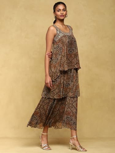 Ritu Kumar Brown Printed Dress