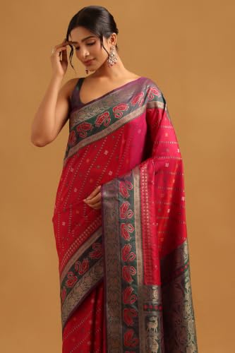 Soch Womens Wine Silk Woven Woven Design Zari Woven Saree