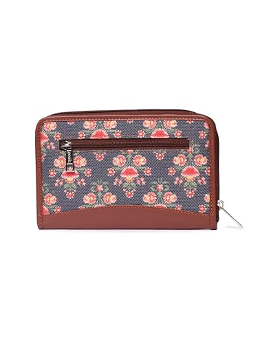 ZOUK Women's Handmade Vegan Leather Wallet with Indian Print - Multicolour