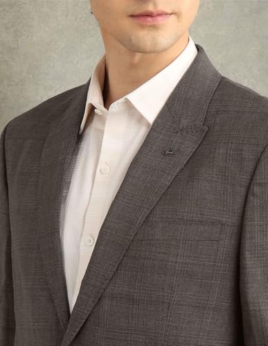 Arrow Men's Checked Tailored Fit Dobby Suit Brown