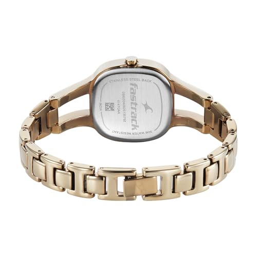 Fastrack Chrome K Quartz Analog with Peach Dial Titanium Brass Solid Strap Watch for Women - 6147QM02