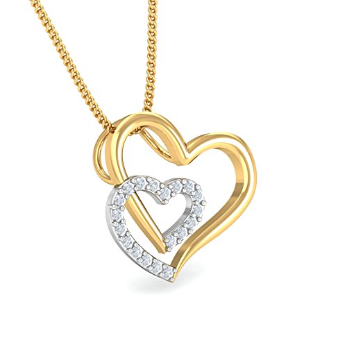 KuberBox 18KT Yellow Gold Beth Heart Pendant for Women