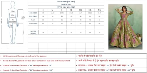 madhuram textiles Women's Rayon Print with Hand Embroidery Work Anarkali Long Gown(M-2543 Mehndi(Green)_Large)