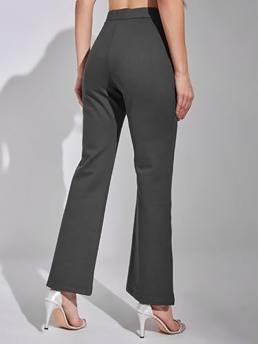 Latin Quarters Women Grey Solid High Rise Casual Flared Trouser_M