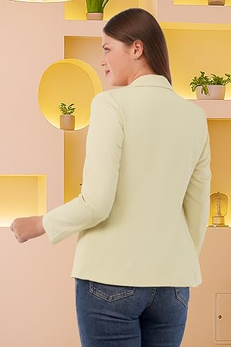 SaintX Women's 4-Way Stretchable Blazer | Formal & Casual Wear | Textured Sunscreen Fabric | Modern Regular Fit | Fully Lined | Lightweight Jacket | Ideal for Summers (WB03_Cream_4XL)