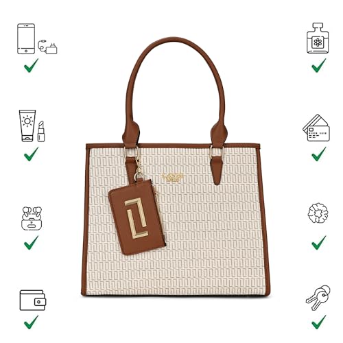 Lavie Luxe Women's Monogram Quad26 Large Tote Handbag | Tote Bag For Work | Ladies purse | Stylish Shoulder Bag | Gift For Women