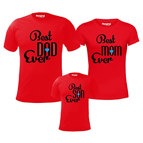 Hangout Hub Tshirts BDMSE(Red;Men L;Women S;Boys S) Set of 3