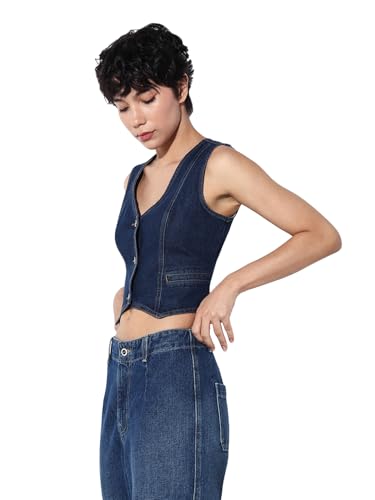 ONLY Women's Slim Fit Blue Waistcoat