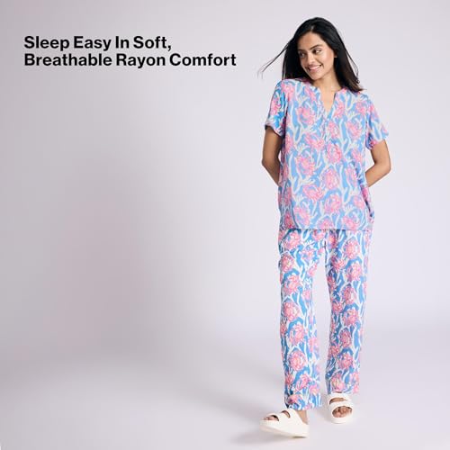 NYKD by Nykaa Breezy Rayon Pyjama Coord Set with Flattering High Low Hem Top Nys933