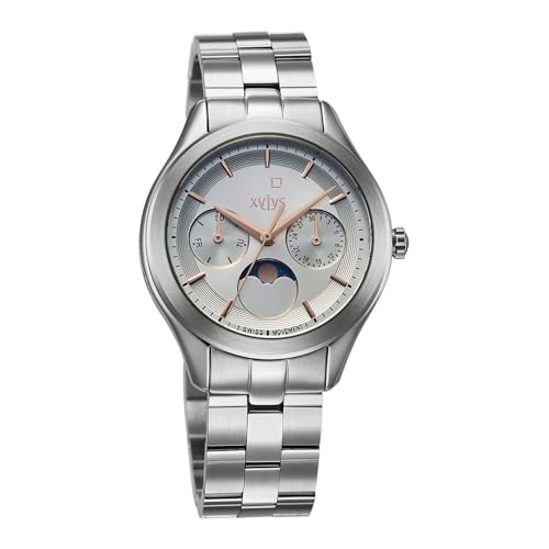 Xylys Amaris with Multifunction with Moon Phase Quartz Blue Dial Silver Stainless Steel Strap Watch for Women - 45017SM02E