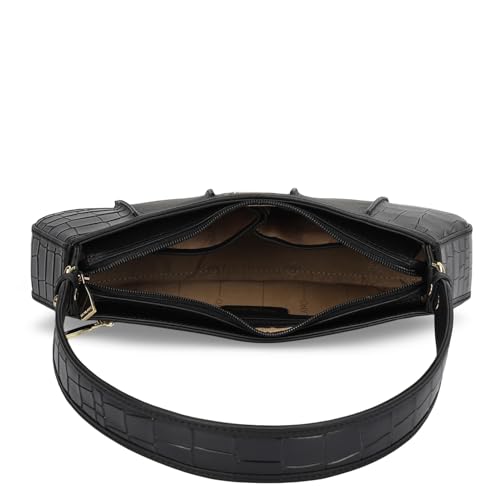 Da Milano Leather Shoulder Bag for Women - Black (01908OL)
