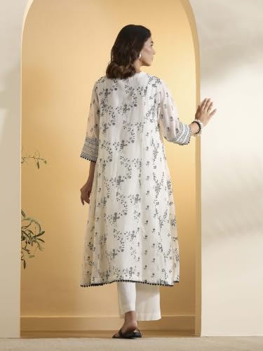 BIBA Solid Cotton Silk Kalidar Festive Kurta Set