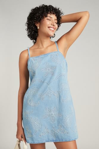 American Eagle Denim Embroidered Mini Dress
