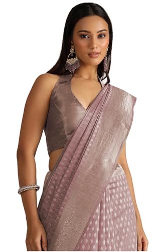 Soch Womens Onion Pink Tussar Woven Design Saree