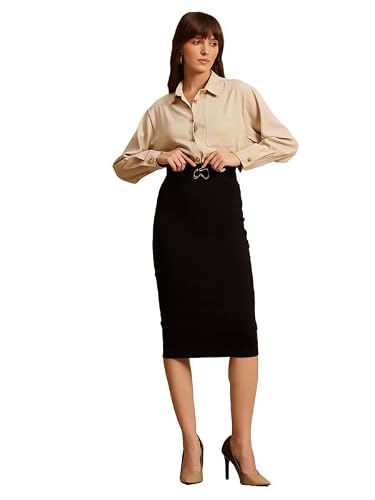 Kazo Lyric Pencil Midi Skirt for Women Black