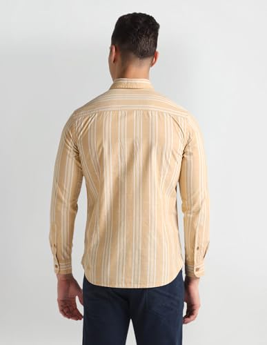 U.S. POLO ASSN. Mens YD Slub Stripe FS Shirts (UDSHTO1100_Yellow_3XL)