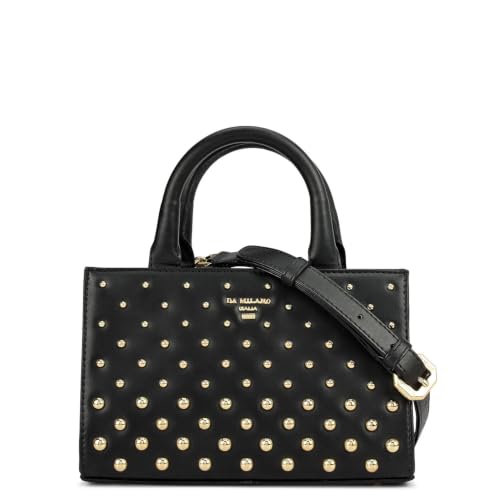 Da Milano Leather Sling Bag for Women - Silver & Black (LSB-02393)