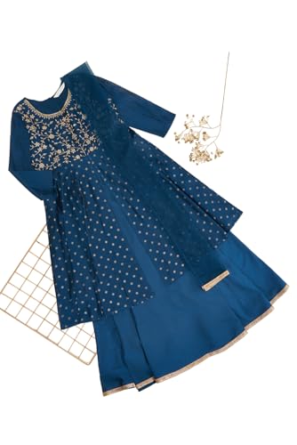 Girls Akkriti Navy Lehenga Set Regular Fit,Dark Blue,9-10 YRS