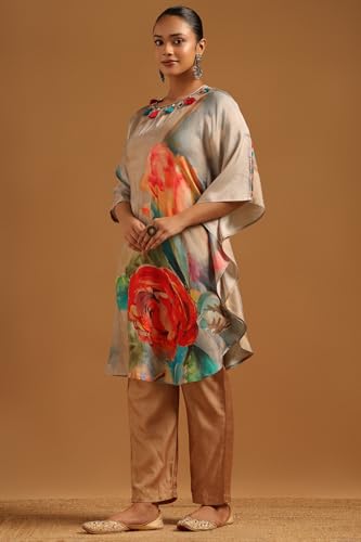 Soch Womens Multicolour Dola Silk Botanical Co-ord Set With Tassels Details