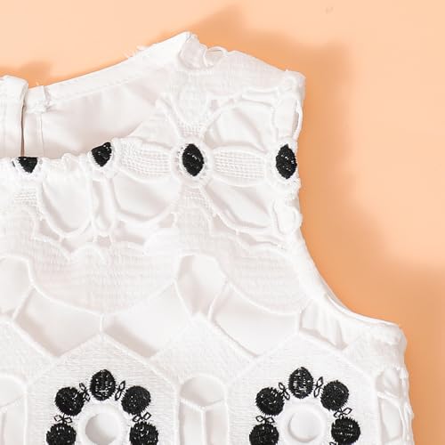 Hoscotch Girls Embellished White Sleeveless Jeans Set For Ages (4-5 Years)