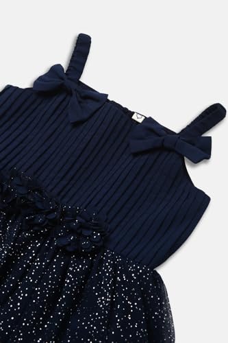 Girls Navy Textured Party Dress