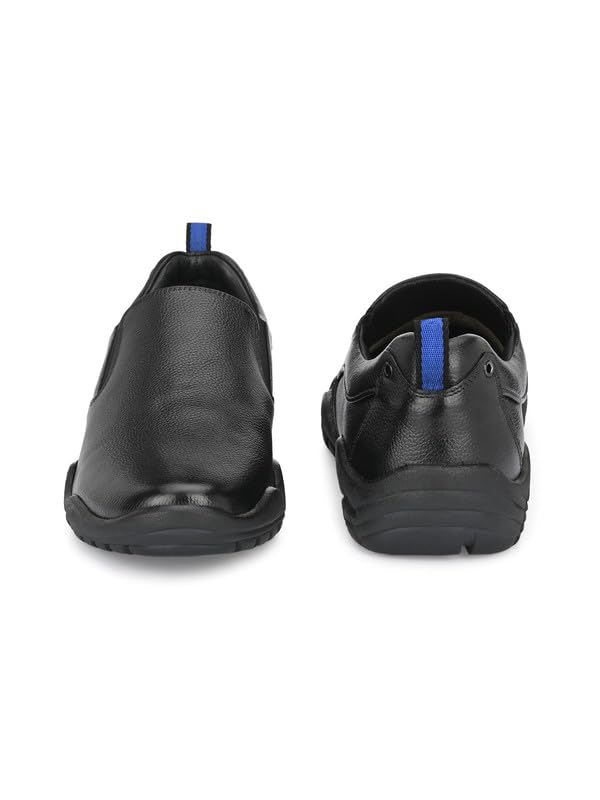HITZ Men's Black Leather Slip-On Formal Shoes