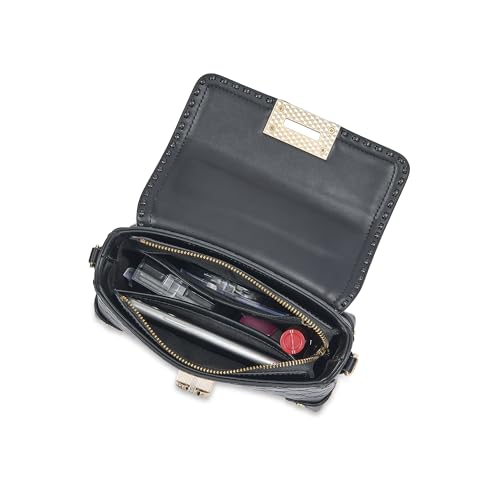 Akiki London Women's Hampton 22 Flap Satchel Handbag|comes with Dog Charm|Top Grab Handle|Metal Finish|Stylish Ladies Purse|Party Handbag for Women