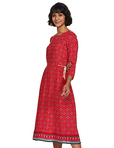 global desi Rayon a-line Dress (SS20GD018DRRYREDS_Red_Small)