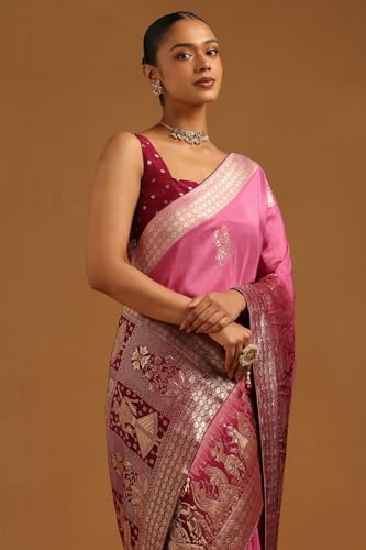 Soch Womens Blue Dola Silk Zari Woven Saree