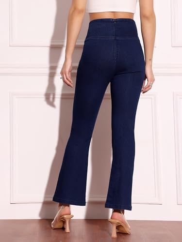Miss Chase Women's High Rise Regular-Length Stretchable Denim Pull Up Bootcut Shaping Jeans (MCSS18DEN02-19-359-38, Rich Blue, 38)