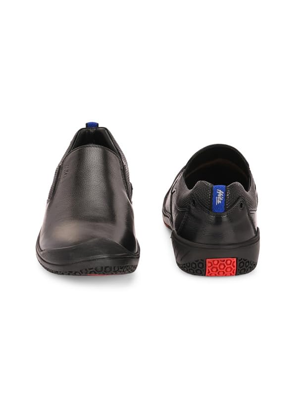 HITZ Men's Black Leather Formal Slip On Shoes - UK 10