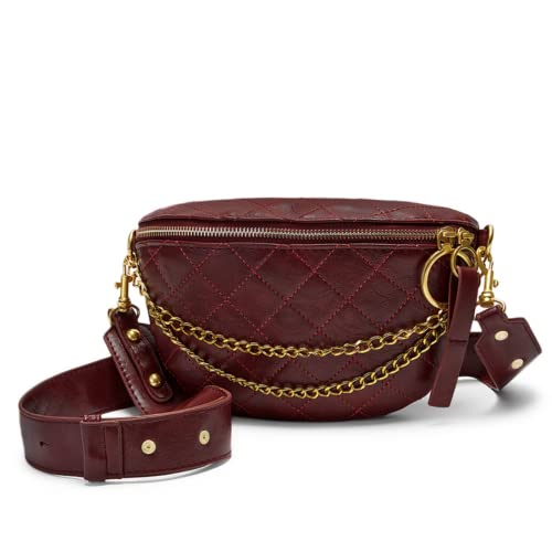 VISMIINTREND Fashion Luxury Vegan Leather Chest Waist Sling Crossbody Bags for Girls and Women | Gifts | Sister | Wife | Birthday (Maroon)