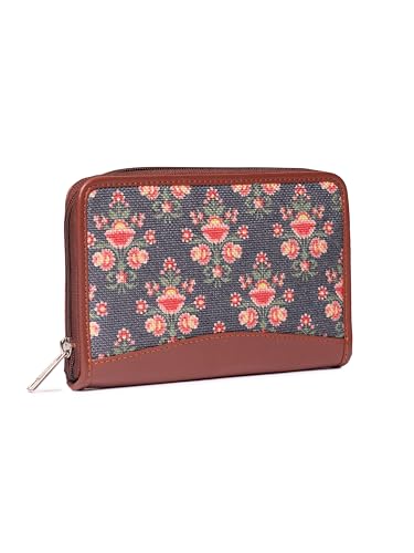 ZOUK Women's Handmade Vegan Leather Wallet with Indian Print - Multicolour