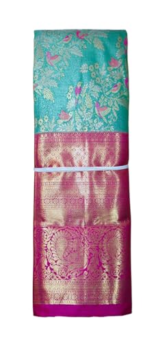 VFCollections Women's Kanchipuram Silk Pure Pattu Sarees – Pecock Butta All over with Blouse (VFC592-7)