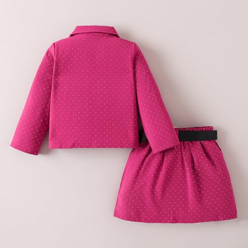 Hopscotch Girls Full Sleeves Pink 2-Pc Textured Fabric Collared Jacket & Skirt For Ages (4-5 Years)