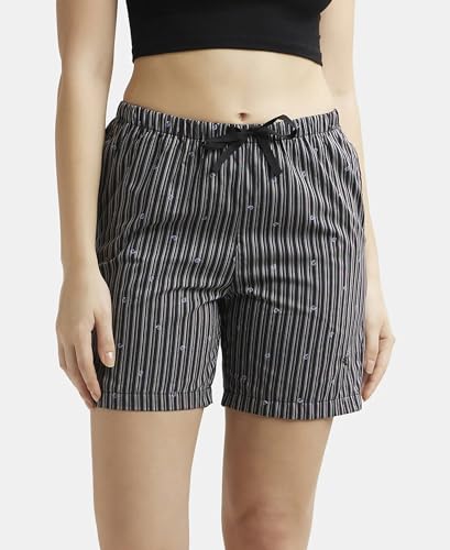 Jockey Women's Shorts with Side Pockets, Ultrasoft and Durable Waistband & Drawstring Closure RX15_Black_L