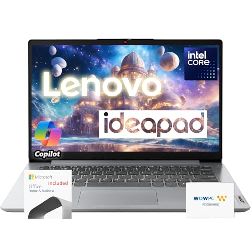 Lenovo 14 IdeaPad Laptop • Intel Quad-Core Processor • Microsoft 365 • Copilot AI • 14" Anti-Glare Display • 4GB RAM • 2TB Storage(1TB SSD+1TB OneDrive) • Windows 11 Pro • w/WOWPC Recovery USB