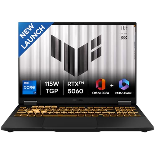 ASUS TUF F16, 14th Gen,Intel Core i7 14650HX,RTX 5060-8GB,16GB,1TB,FHD+,16",165Hz,90WHrs,Windows 11,M365 Basic (1Year)*,Office 2024,Jaeger Gray,2.2 Kg, FX608JMR-RV049WS, Gaming Laptop