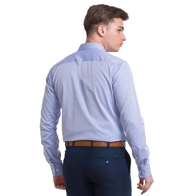 Park Avenue Men's Solid Slim Fit Shirt (Blue)