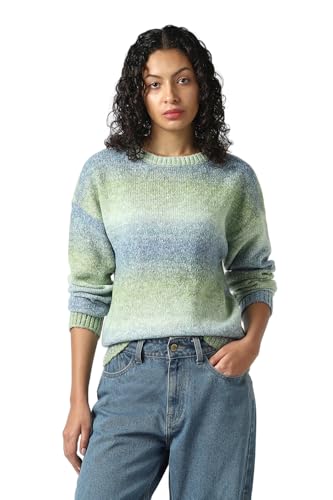 Women Green Textured Round Neck Sweater